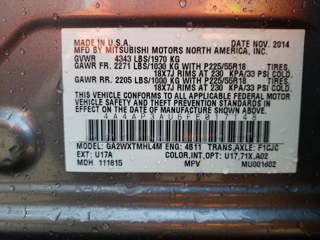 2015 MITSUBISHI OUTLANDER 4A4AP3AU6FE017148