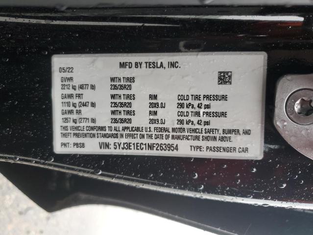5YJ3E1EC1NF263954 Tesla MODEL 3