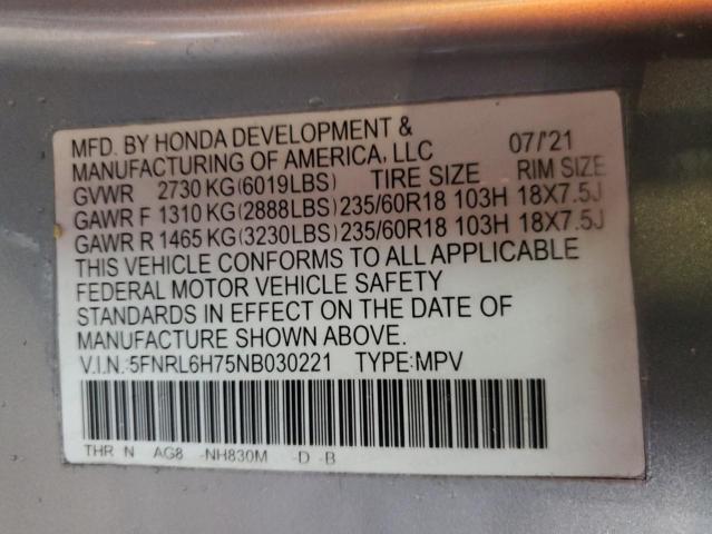 2022 HONDA ODYSSEY EX 5FNRL6H75NB030221