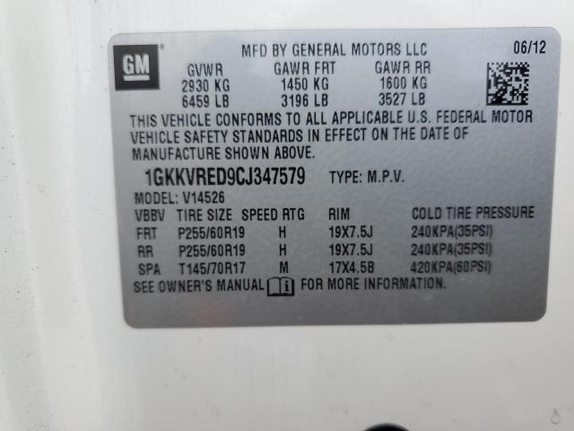 1GKKVRED9CJ347579 GMC Acadia Slt-1
