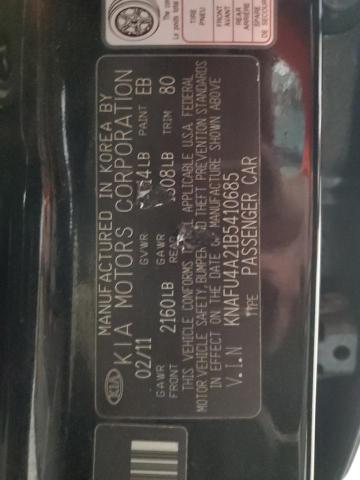 KNAFU4A21B5410685 KIA FORTE EX