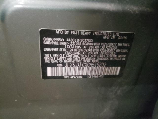 2016 SUBARU FORESTER 2 - JF2SJAFCXGH519292