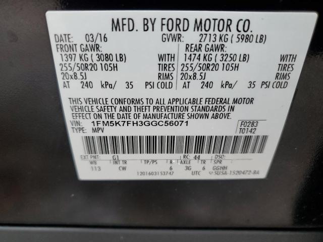 2016 FORD EXPLORER L 1FM5K7FH3GGC56071