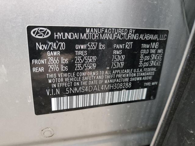 5NMS4DAL4MH308288 Hyundai Santa Fe Limited