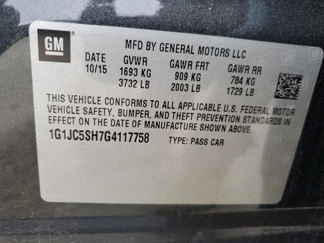 2016 CHEVROLET SONIC LT - 1G1JC5SH7G4117758