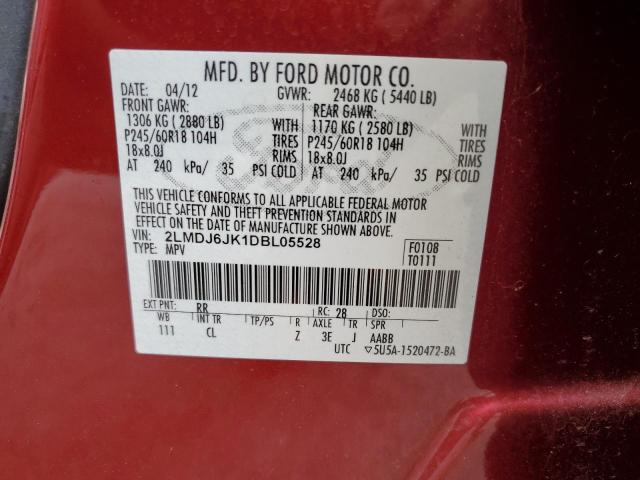 2LMDJ6JK1DBL05528 Lincoln MKX
