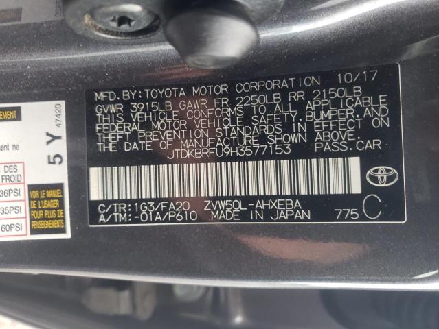 JTDKBRFU9H3577153 Toyota PRIUS