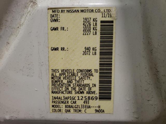 2016 NISSAN ALTIMA 2.5 - 1N4AL3AP1GC125869