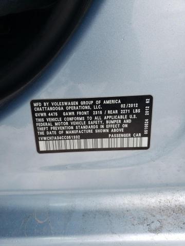 2012 Volkswagen Passat Sel VIN: 1VWCH7A34CC051332 Lot: 49165514