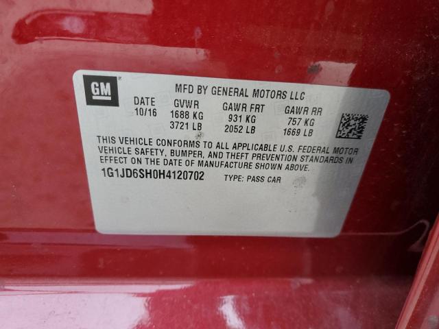 2017 CHEVROLET SONIC LT 1G1JD6SH0H4120702