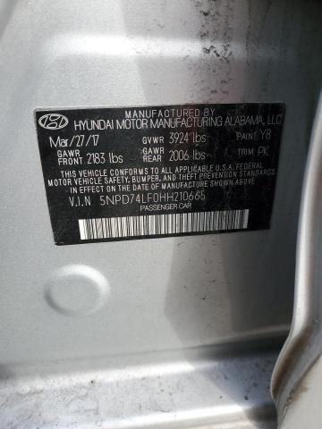 2017 HYUNDAI ELANTRA SE 5NPD74LF0HH210665