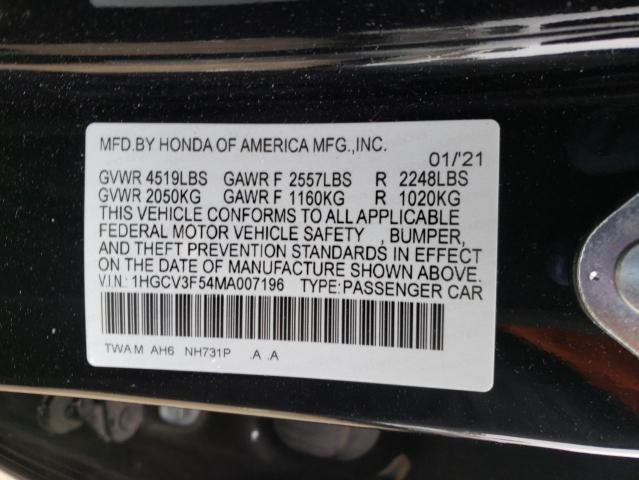 2021 HONDA ACCORD HYB - 1HGCV3F54MA007196