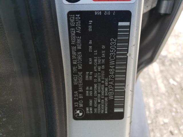 WBXPA73484WC35032 BMW X3 2.5I