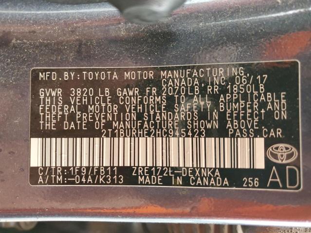 2017 TOYOTA COROLLA L 2T1BURHE2HC945423