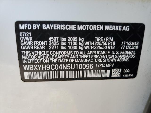 2022 BMW X2 SDRIVE2 WBXYH9C04N5U10096
