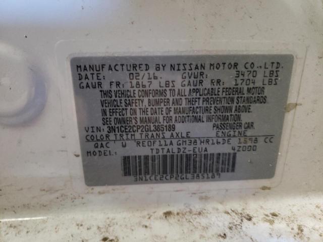 3N1CE2CP2GL385189 Nissan Versa Note S