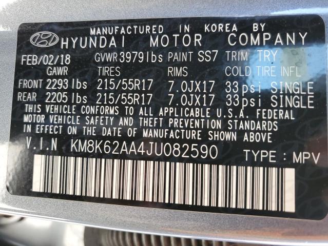 2018 HYUNDAI KONA SEL - KM8K62AA4JU082590