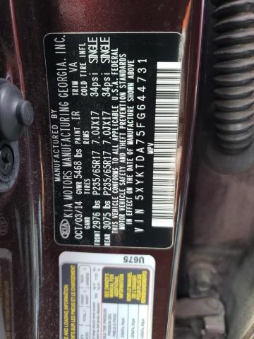 5XYKTDA75FG644731 KIA SORENTO LX