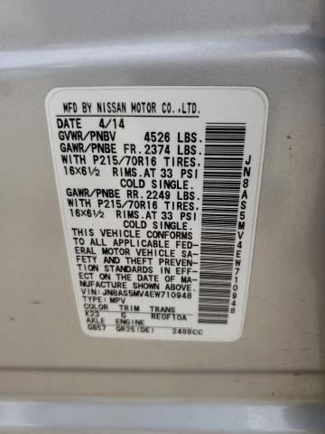 JN8AS5MV4EW710948 Nissan Rogue Select S