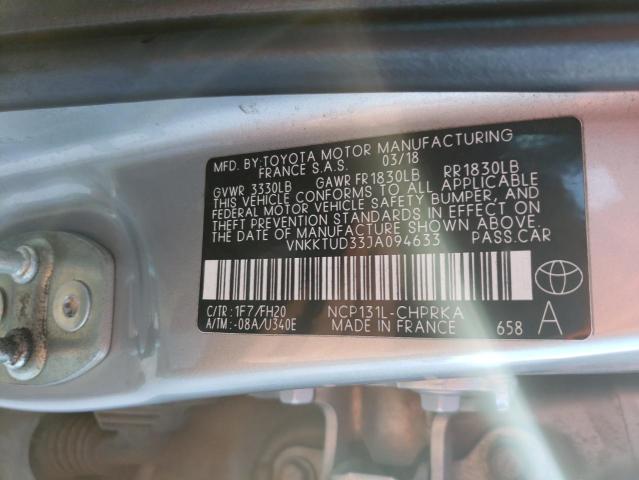 2018 TOYOTA YARIS L - VNKKTUD33JA094633