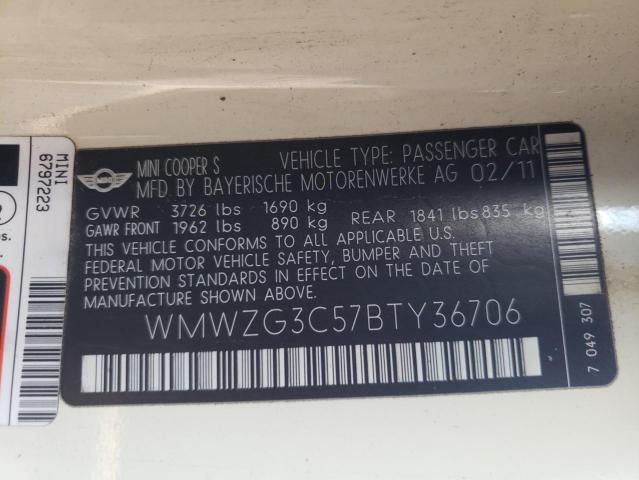 WMWZG3C57BTY36706 Mini Cooper S Clubman