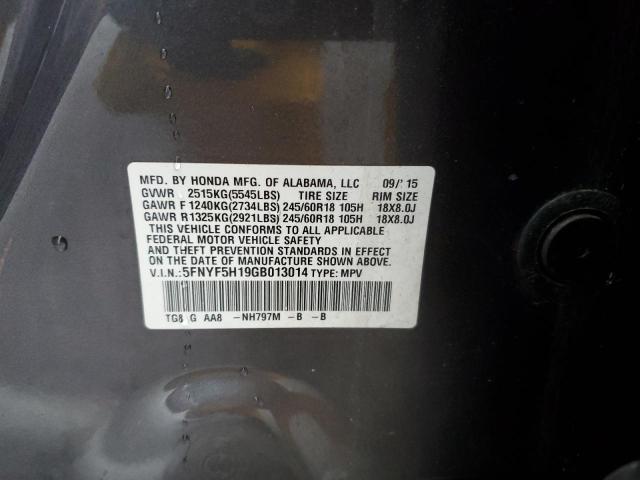 2016 HONDA PILOT - 5FNYF5H19GB013014