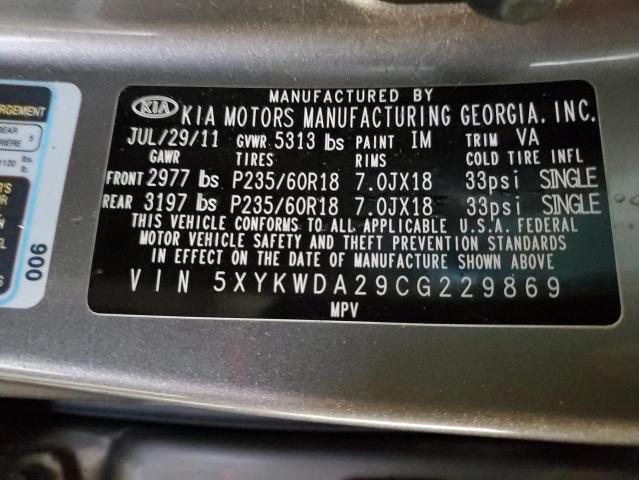 5XYKWDA29CG229869 KIA SORENTO SX