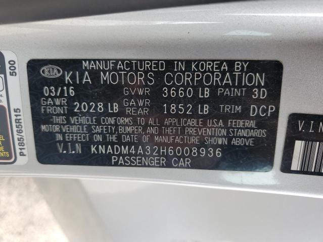 KNADM4A32H6008936 KIA RIO LX