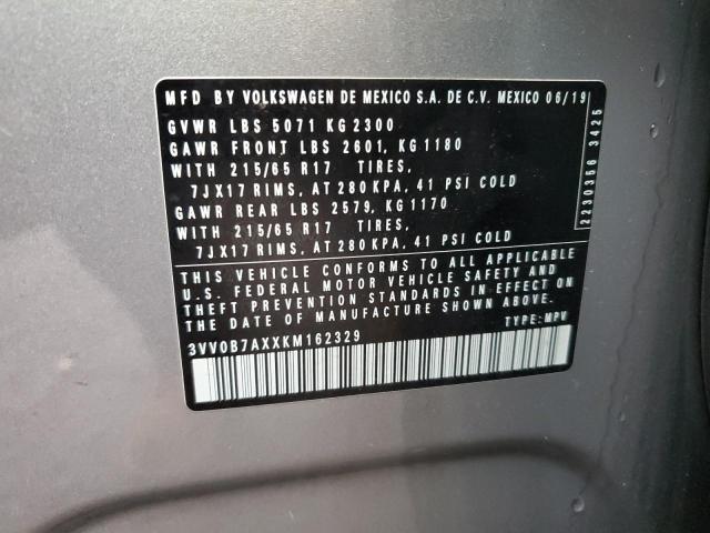 2019 VOLKSWAGEN TIGUAN S - 3VV0B7AXXKM162329