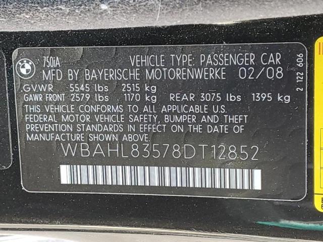 WBAHL83578DT12852 BMW 7 Series