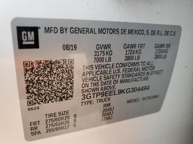 2019 GMC SIERRA K15 3GTP9EEL9KG304494