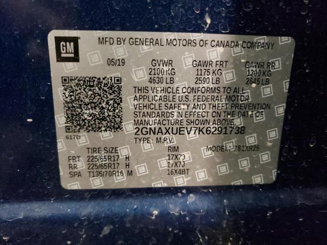 2019 CHEVROLET EQUINOX LT - 2GNAXUEV7K6291738
