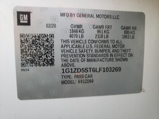 2020 CHEVROLET MALIBU LT 1G1ZD5ST6LF103269