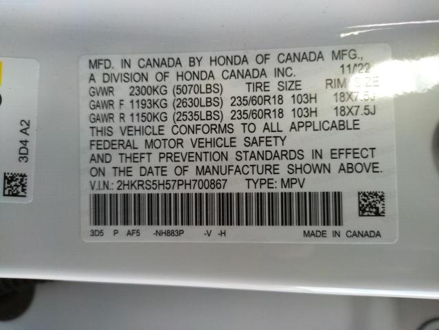 2023 HONDA CRV 2HKRS5H57PH700867