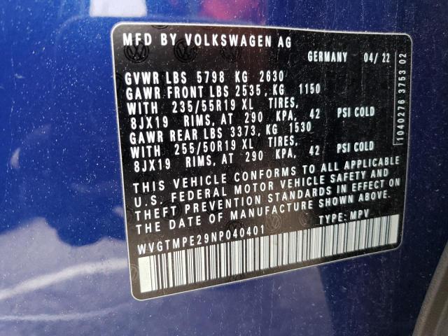 2022 VOLKSWAGEN ID.4 PRO S WVGTMPE29NP040401