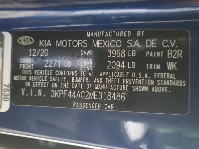 3KPF44AC2ME318486 KIA FORTE GT