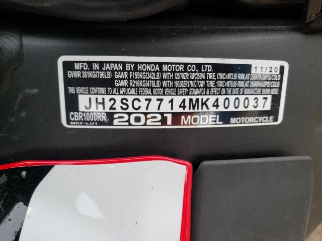 2021 HONDA CBR1000 RR - JH2SC7714MK400037
