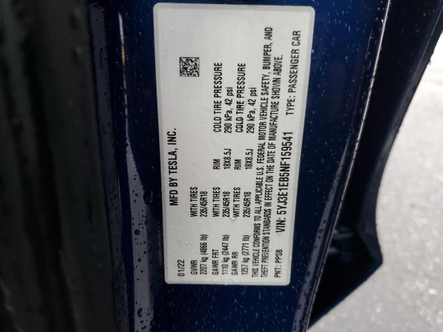 5YJ3E1EB5NF159541 Tesla MODEL 3