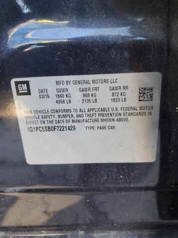 2015 CHEVROLET CRUZE LT 1G1PC5SB0F7221429