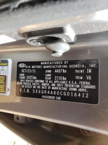5XXGR4A60CG016412 KIA Optima
