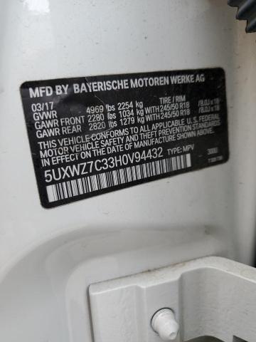 5UXWZ7C33H0V94432 BMW X3 Sdrive28i
