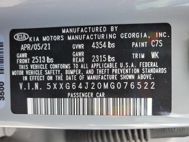 5XXG64J20MG076522 KIA K5 GT LINE