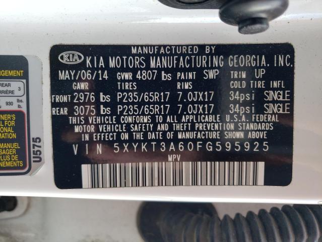 5XYKT3A60FG595925 KIA SORENTO LX