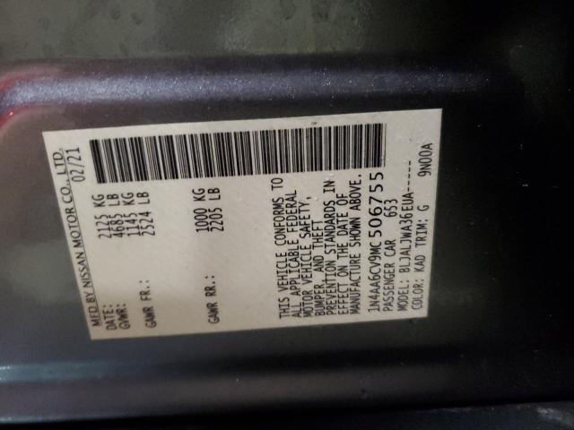 2021 NISSAN MAXIMA SV - 1N4AA6CV9MC506755