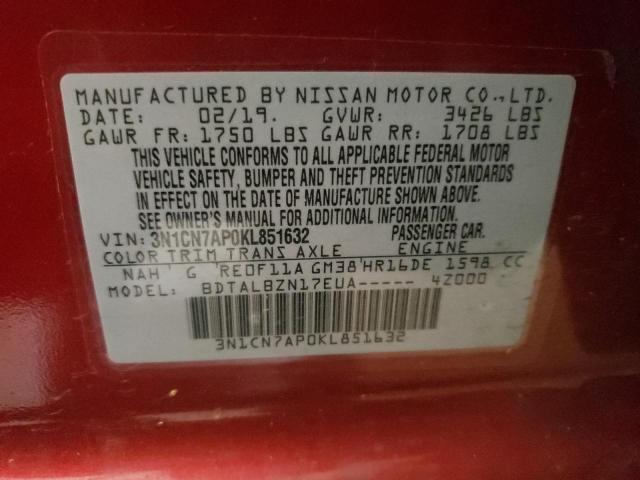 2019 NISSAN VERSA S - 3N1CN7AP0KL851632