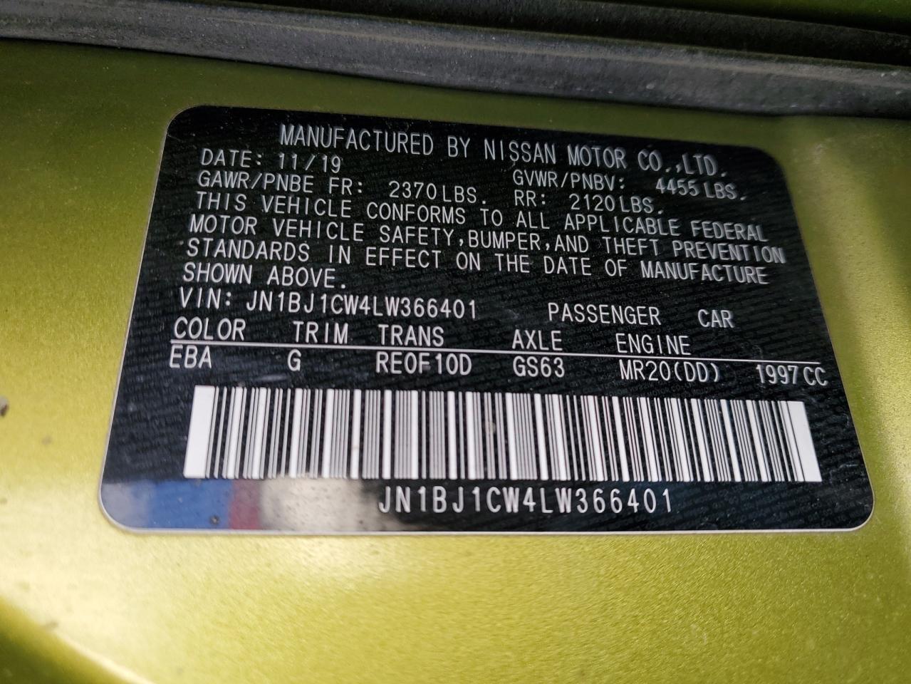 JN1BJ1CW4LW366401 NISSAN ROGUE 2020