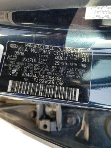 KNAGU4LC0H5006408 KIA OPTIMA HYBRID