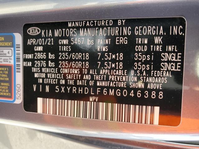 5XYRHDLF6MG046388 KIA SORENTO EX