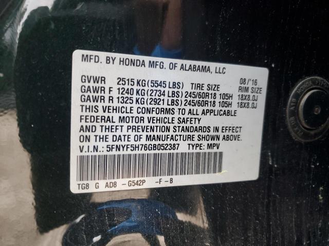 2016 HONDA PILOT EXLN - 5FNYF5H76GB052387