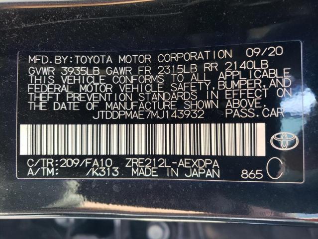2021 TOYOTA COROLLA L JTDDPMAE7MJ143932